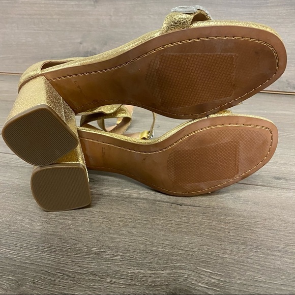 Linea Paolo | Gold Heeled Sandals Rhinestones 6.5 - Picture 5 of 7